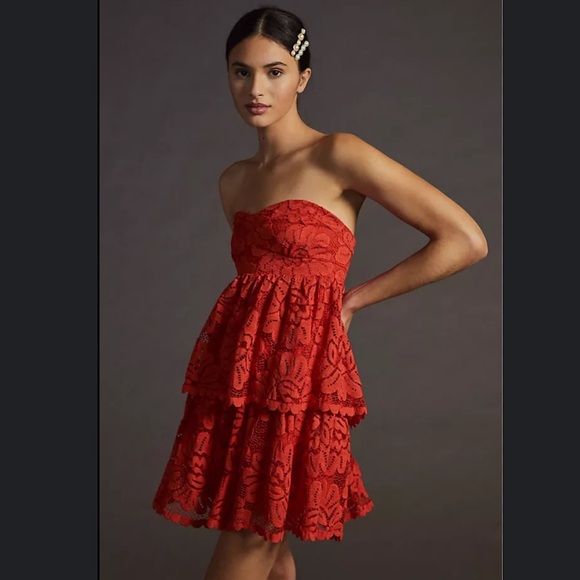 Anthropologie Dresses & Skirts - Anthropologie Maeve Strapless Lace Mini Dress Small